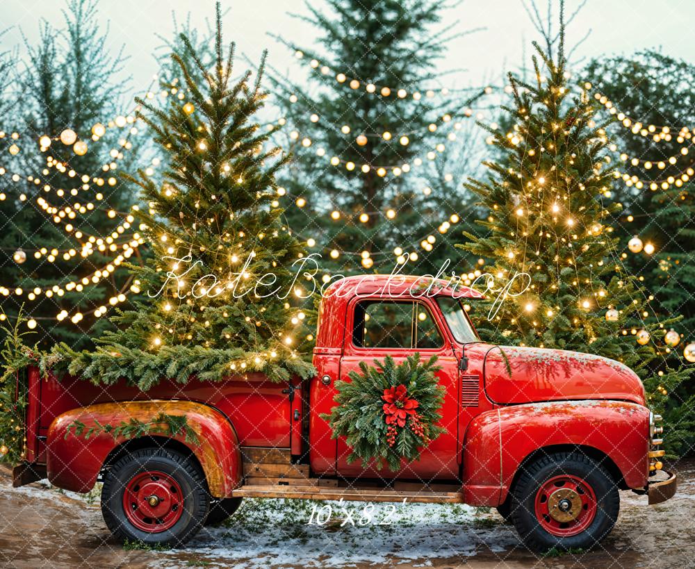 Kate Christmas Tree Red Truck Backdrop Designed by Emetselch -UK