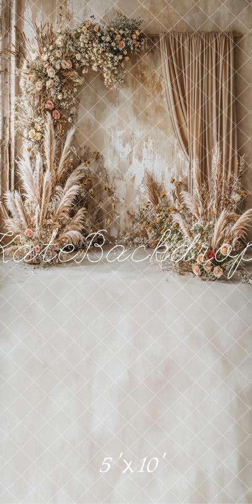 Kate Sweep Retro Boho Floral Curtain Wall Backdrop Designed by Chain Photography -UK