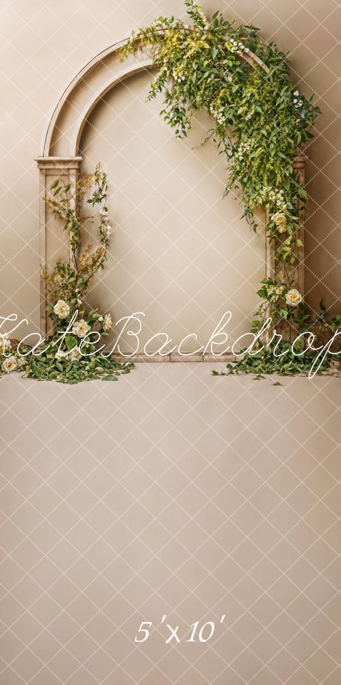 Kate Sweep Vintage Flower Beige Arched Wall Backdrop Designed by Emetselch -UK