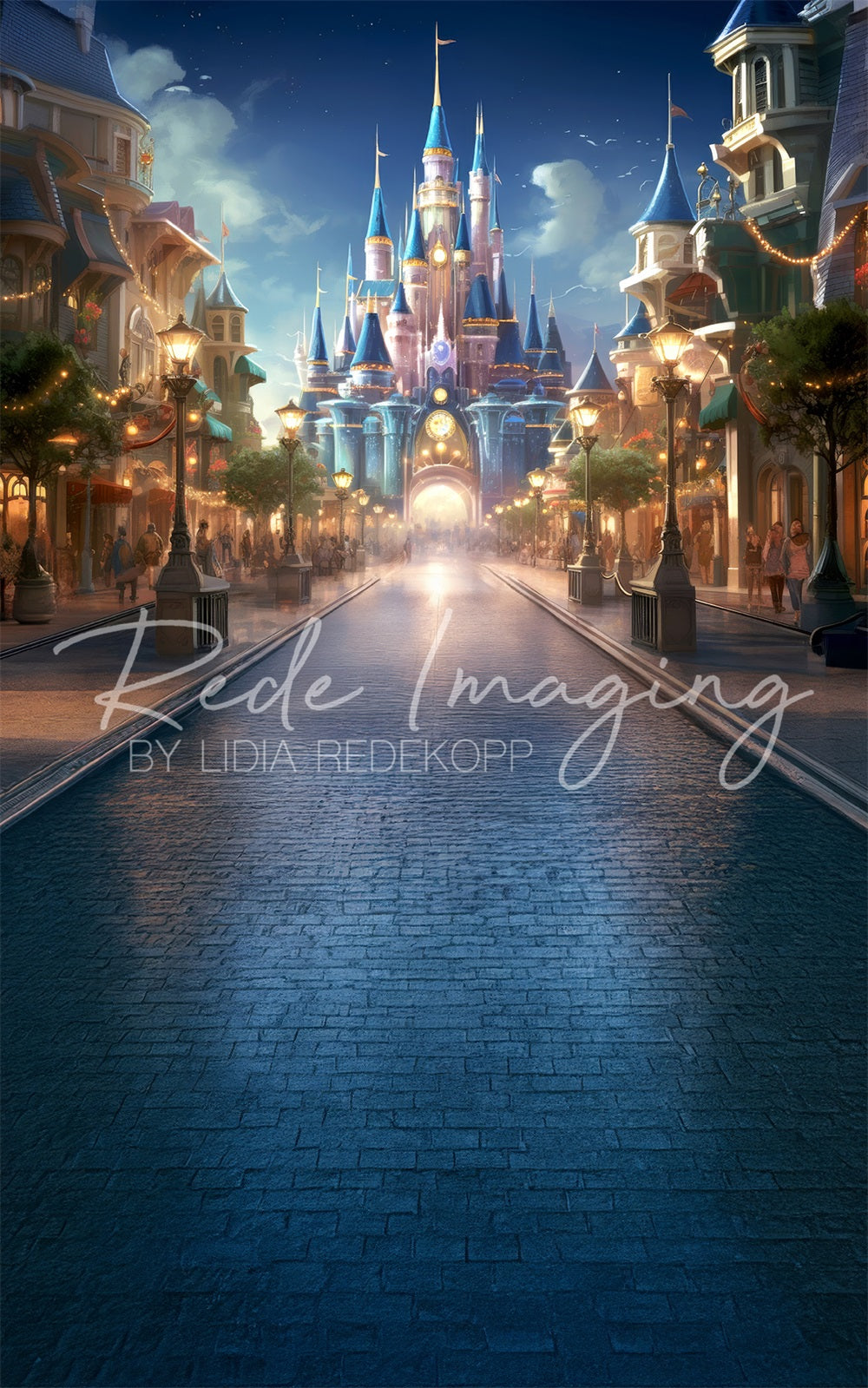 Kate Sweep Fantasy Magic Kingdom Blue Castle Backdrop Designed by Lidia Redekopp -UK