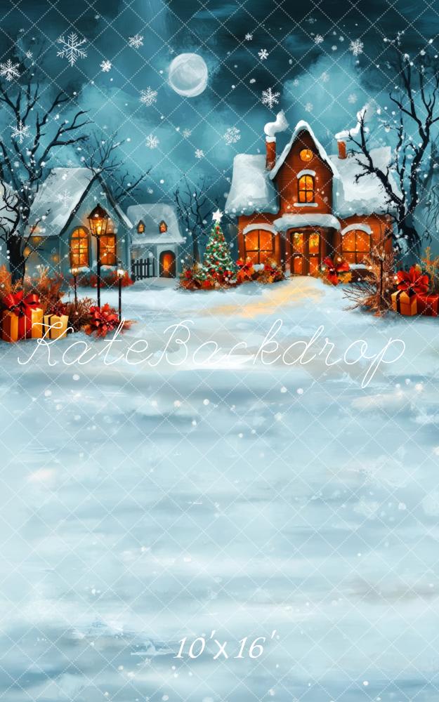 Kate Sweep Christmas Cartoon Snow Village Backdrop Designed by Lidia Redekopp -UK