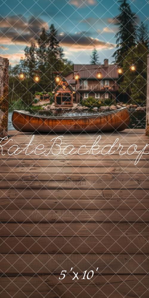 Lightning Deals Kate Sweep Lakeside Canoe Dock Cabin Backdrop Designed by Lidia Redekopp -UK