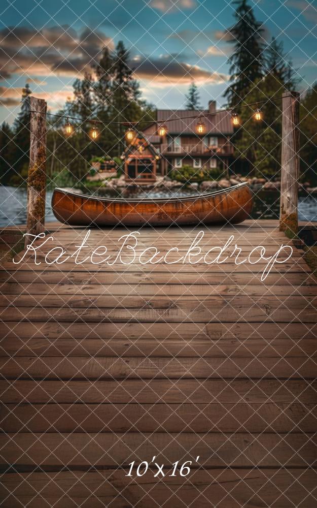 Lightning Deals Kate Sweep Lakeside Canoe Dock Cabin Backdrop Designed by Lidia Redekopp