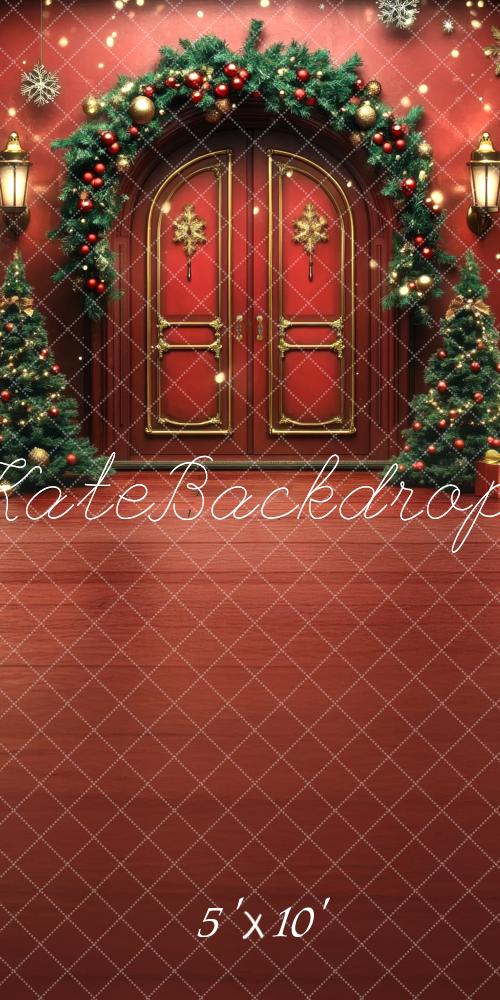 Kate Sweep Christmas Tree Door Garland Red Backdrop Designed by Lidia Redekopp -UK