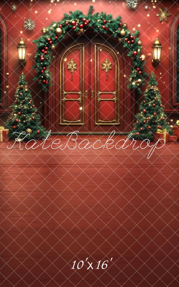 Kate Sweep Christmas Tree Door Garland Red Backdrop Designed by Lidia Redekopp -UK