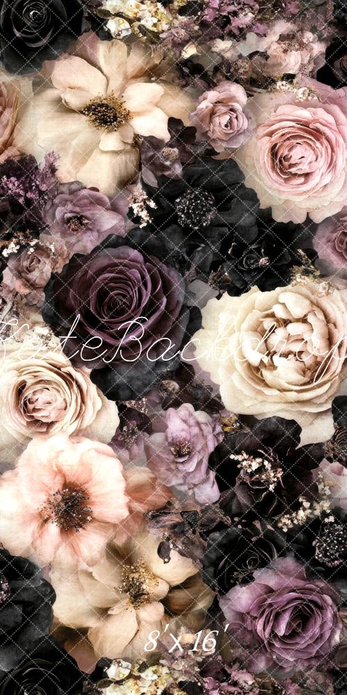 Kate Sweep Fine Art Vintage Floral Dark Rose Backdrop Designed by Lidia Redekopp -UK