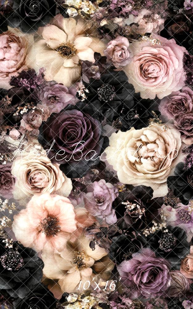 Kate Sweep Fine Art Vintage Floral Dark Rose Backdrop Designed by Lidia Redekopp -UK