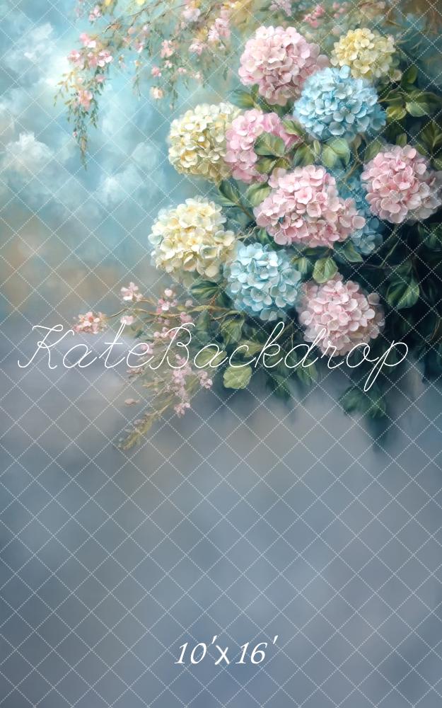 Lightning Deals Kate Sweep Fine Art Pastel Hydrangea Flower Backdrop Designed by Lidia Redekopp -UK