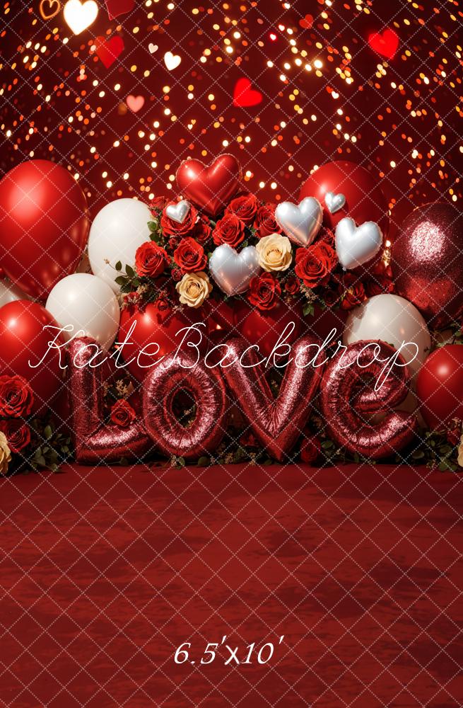 Kate Valentine's Day Love Balloons Roses Backdrop Designed by Emetselch -UK