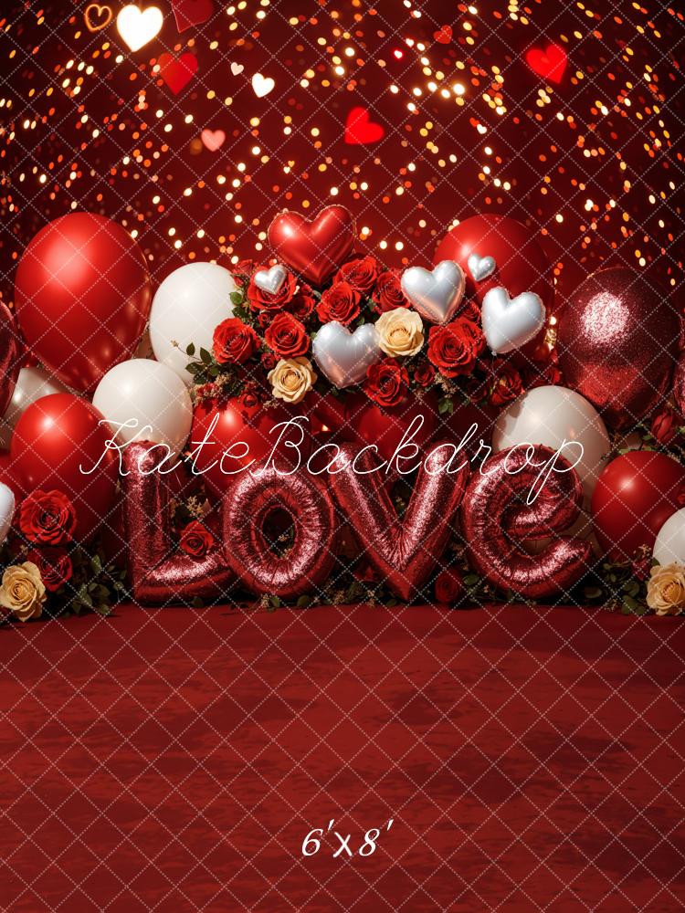 Kate Valentine's Day Love Balloons Roses Backdrop Designed by Emetselch -UK