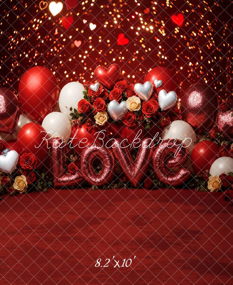 Kate Valentine's Day Love Balloons Roses Backdrop Designed by Emetselch -UK