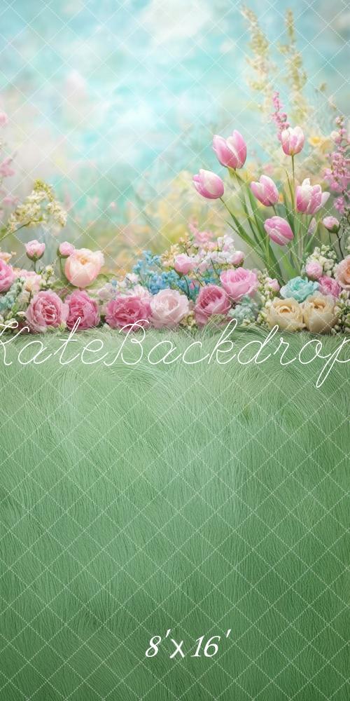 Kate Sweep Spring Floral Pastel Tulips Garden Backdrop Designed by Lidia Redekopp -UK