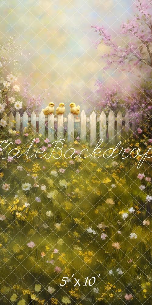 Kate Sweep Spring Chicks Floral Fence Backdrop Designed by Lidia Redekopp