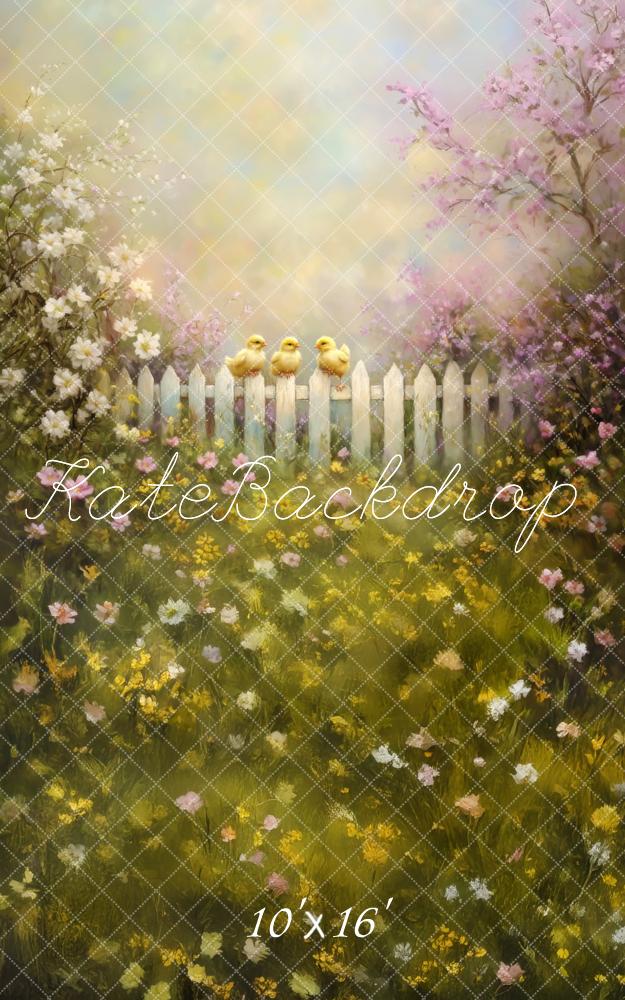 Kate Sweep Spring Chicks Floral Fence Backdrop Designed by Lidia Redekopp