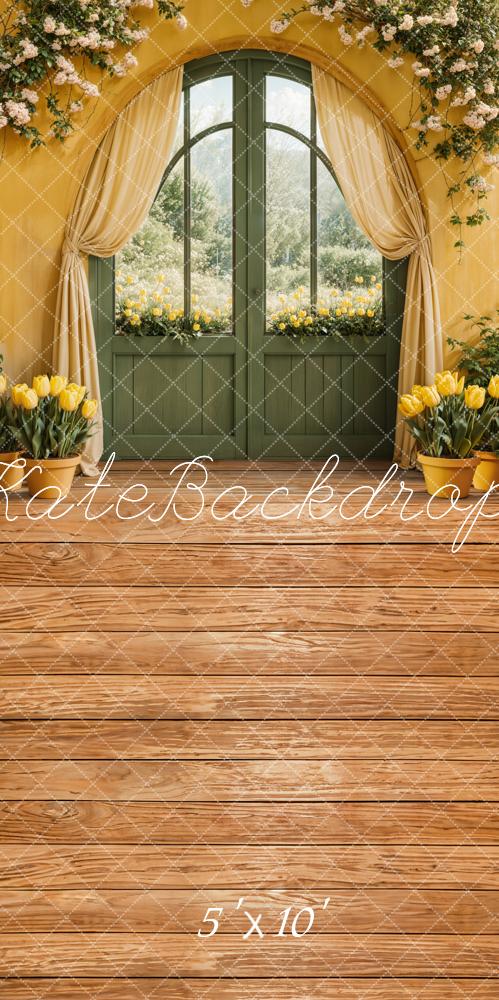 Kate Sweep Spring Floral Arch Door Yellow Backdrop Designed by Emetselch