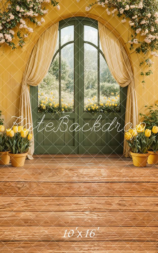 Kate Sweep Spring Floral Arch Door Yellow Backdrop Designed by Emetselch