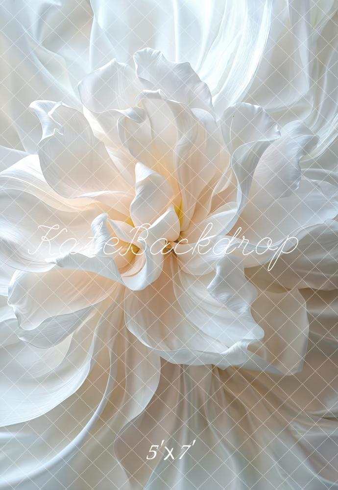 Kate White Flower Satin Backdrop Designed by Emetselch -UK