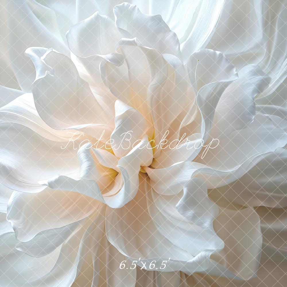 Kate White Flower Satin Backdrop Designed by Emetselch -UK