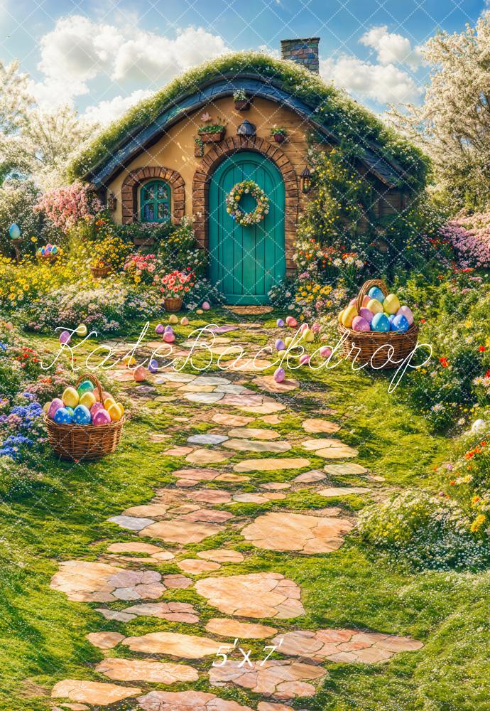 Kate Easter Spring House Eggs Path Backdrop Designed by Emetselch