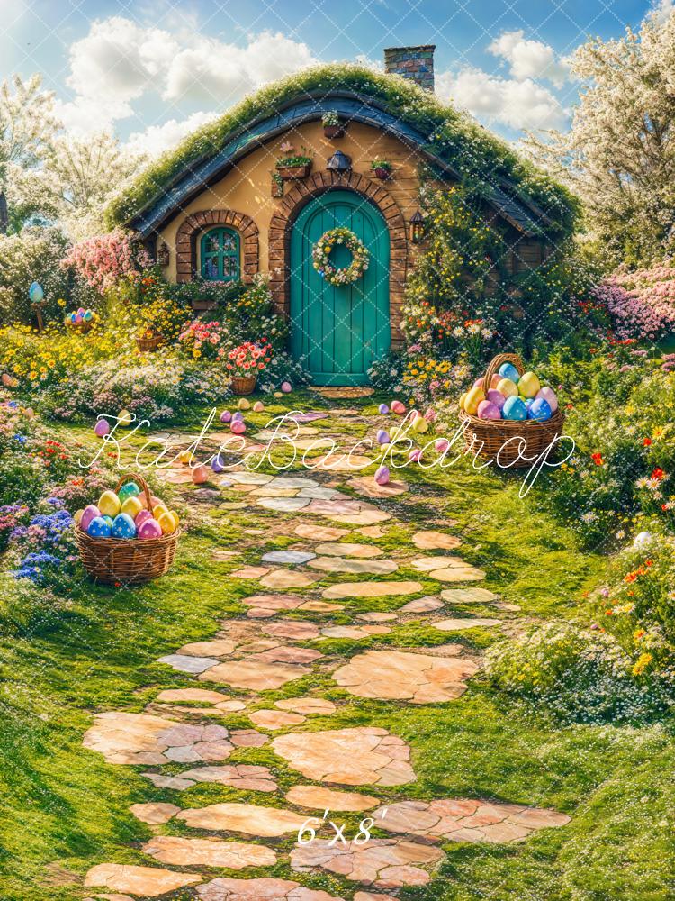 Kate Easter Spring House Eggs Path Backdrop Designed by Emetselch