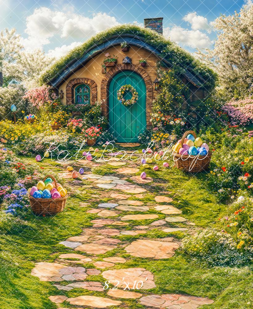 Kate Easter Spring House Eggs Path Backdrop Designed by Emetselch