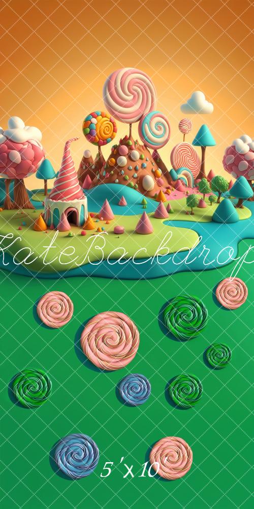 Kate Sweep Cartoon Candy World Lollipop Backdrop Designed by Laura Bybee -UK