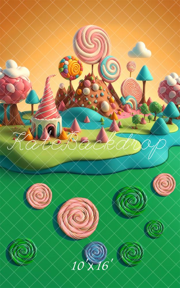 Kate Sweep Cartoon Candy World Lollipop Backdrop Designed by Laura Bybee -UK