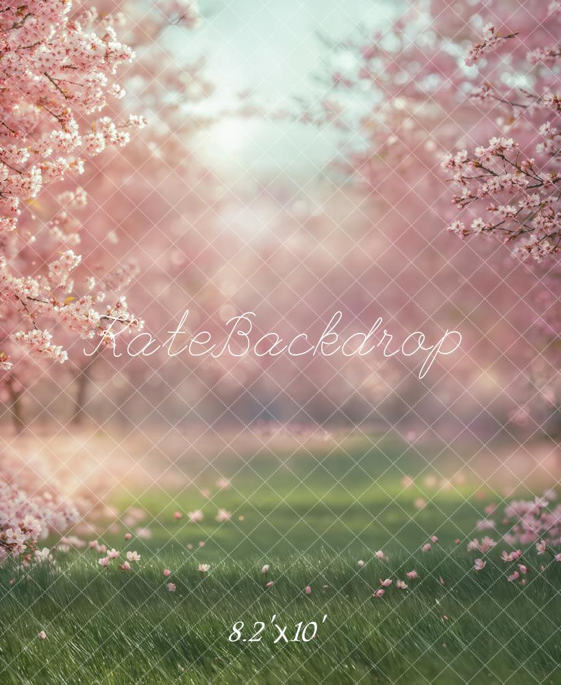 Kate Spring Cherry Blossom Grass Backdrop Designed by Emetselch