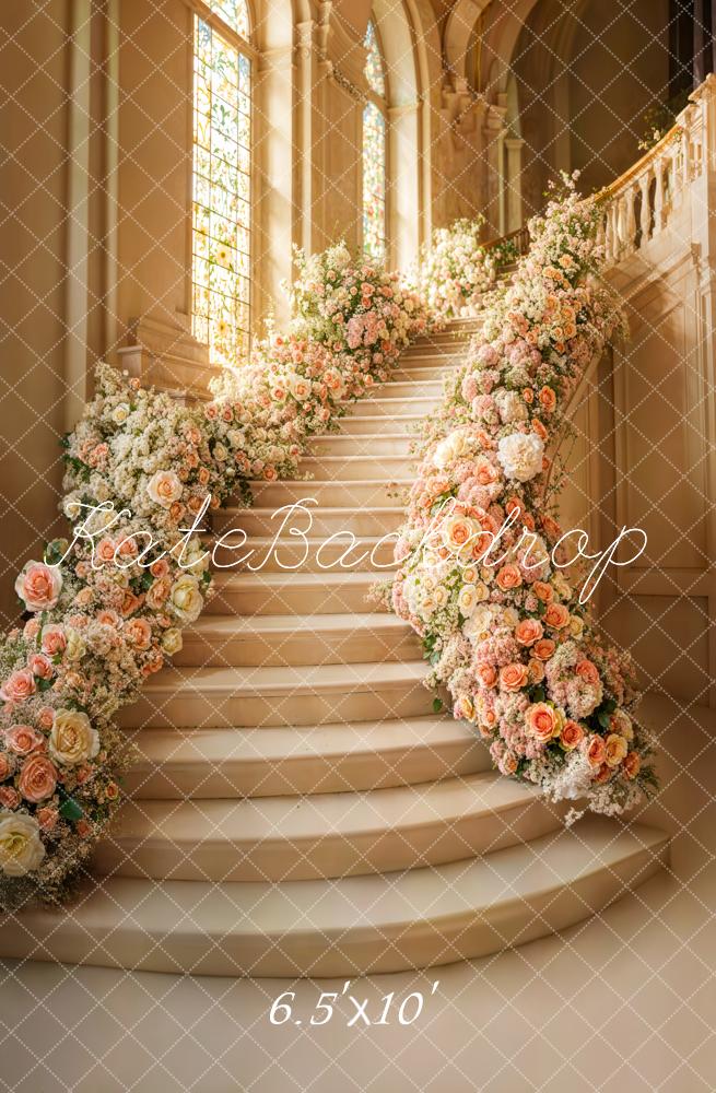 Kate Spring Cascading Stairs Floral Wedding Backdrop Designed by Emetselch -UK