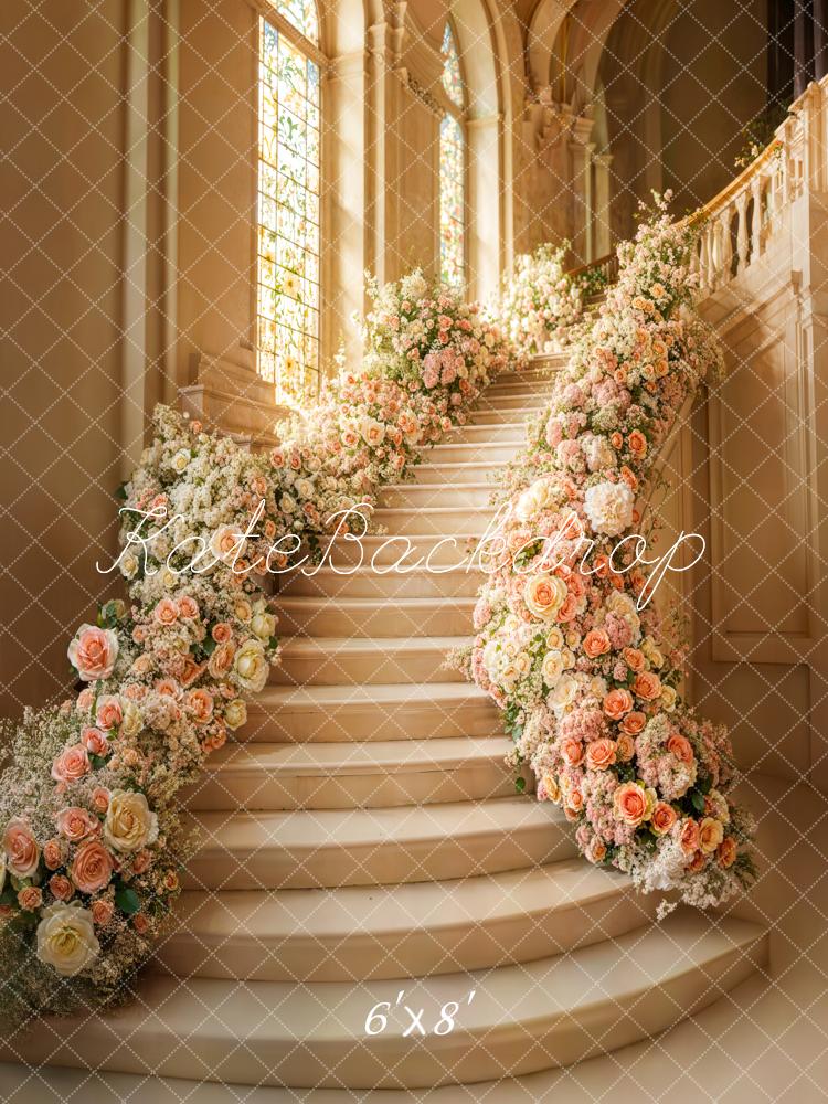 Kate Spring Cascading Stairs Floral Wedding Backdrop Designed by Emetselch -UK