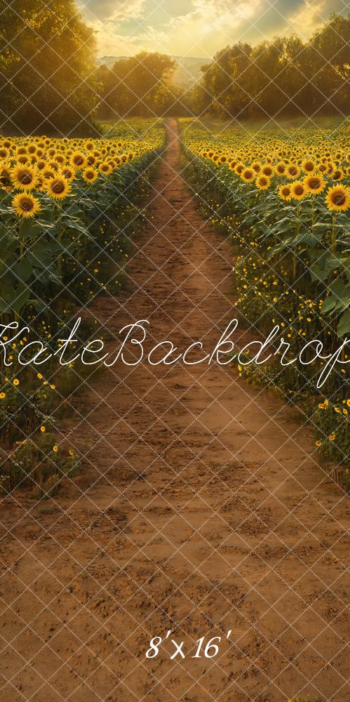 Kate Sweep Summer Sunflower Field Path Backdrop Designed by Emetselch -UK