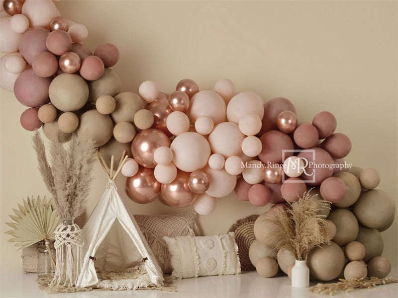 Kate Boho Balloons Tent Spring Fleece Backdrop Designed by Mandy Ringe Photography -UK