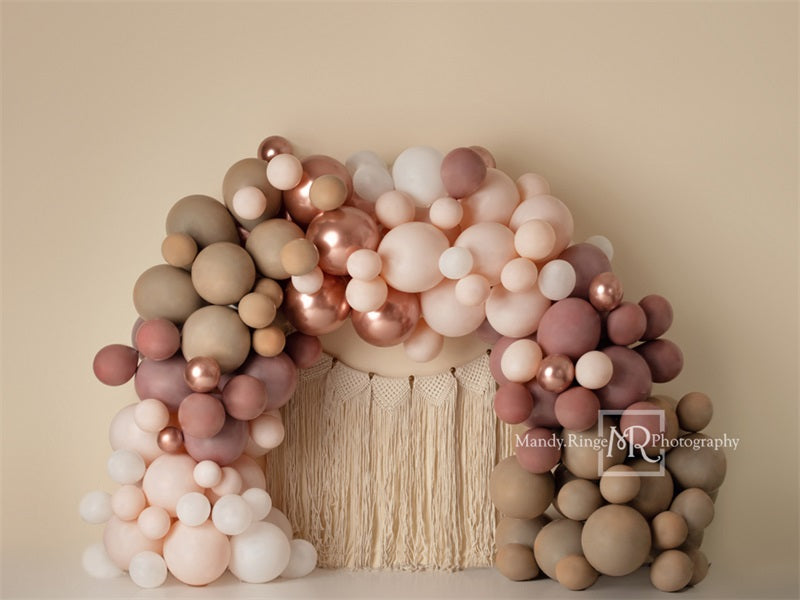 Kate Matte Balloon Arch Fleece Backdrop Macrame Wall Hanging Designed by Mandy Ringe Photography -UK