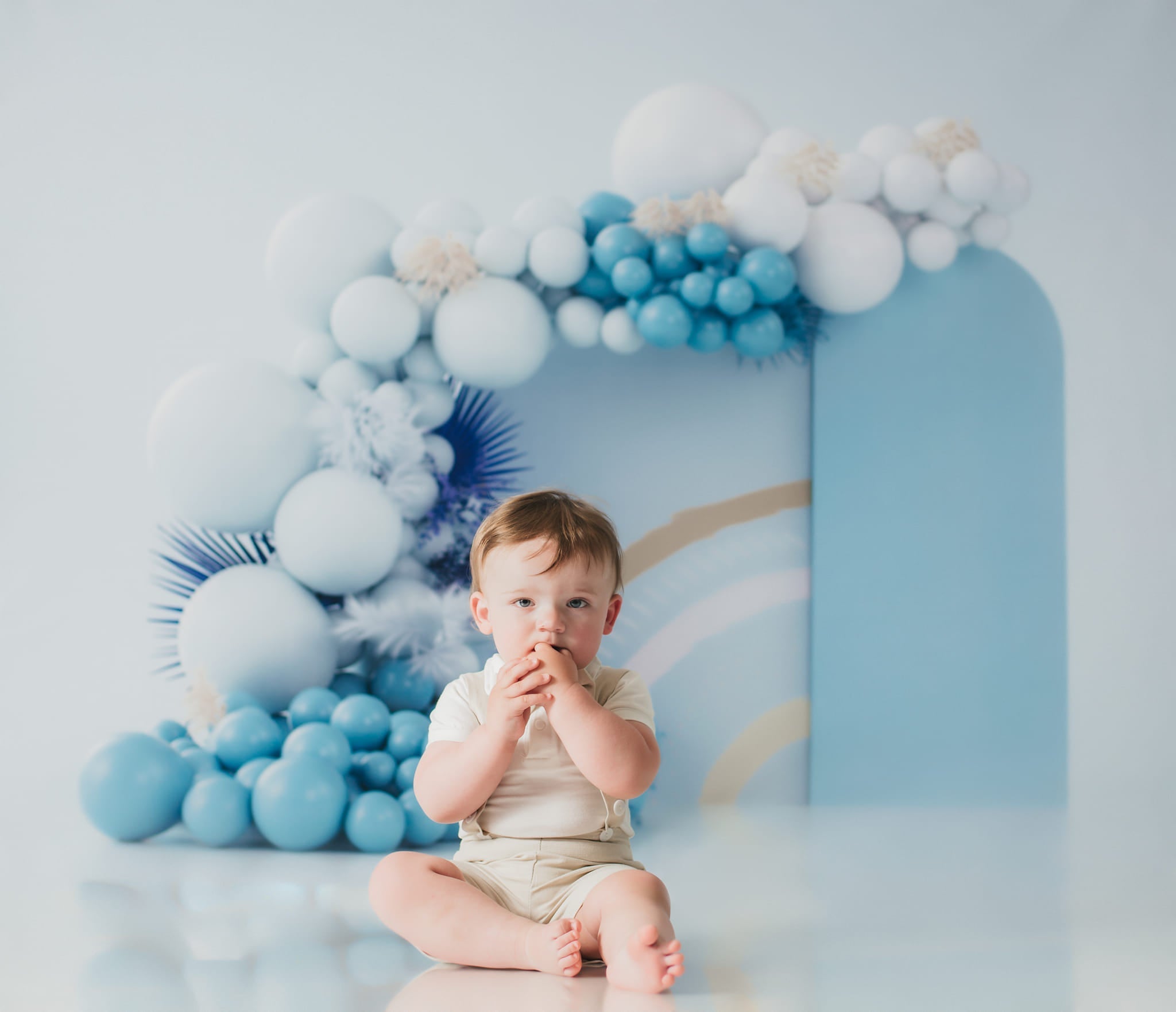 Kate Boho Balloons Fleece Backdrop Blue Cake Smash Designed by Uta Mueller Photography -UK