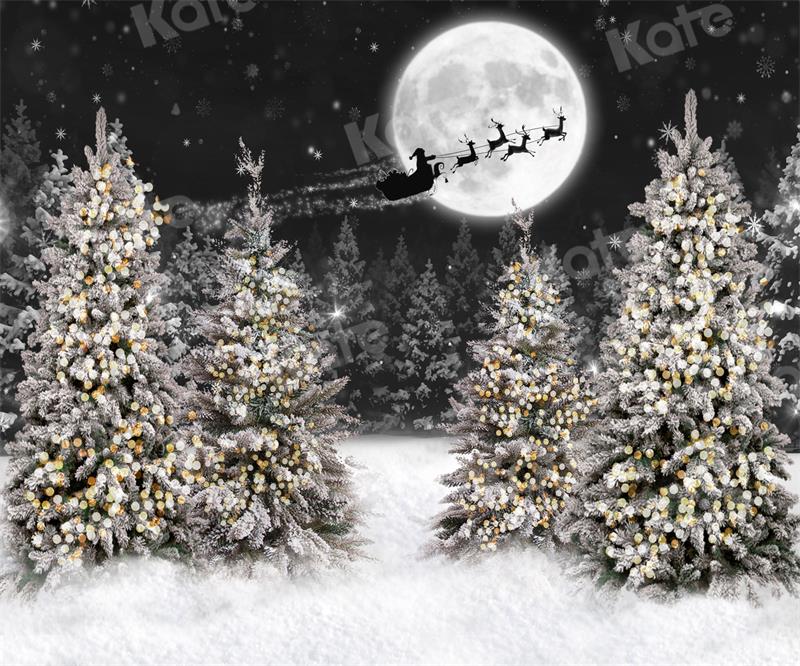 Kate Christmas Night Forest Moon Backdrop for Photography -UK