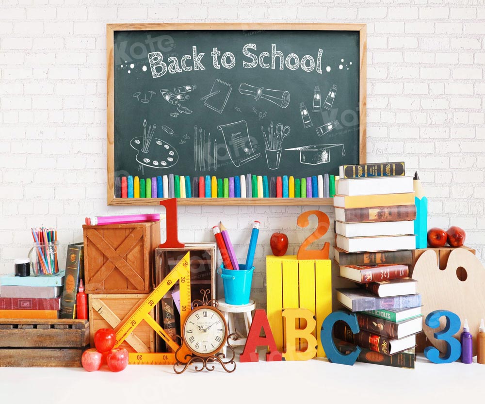 Kate Back to School Blackboard Book Backdrop for Photography -UK