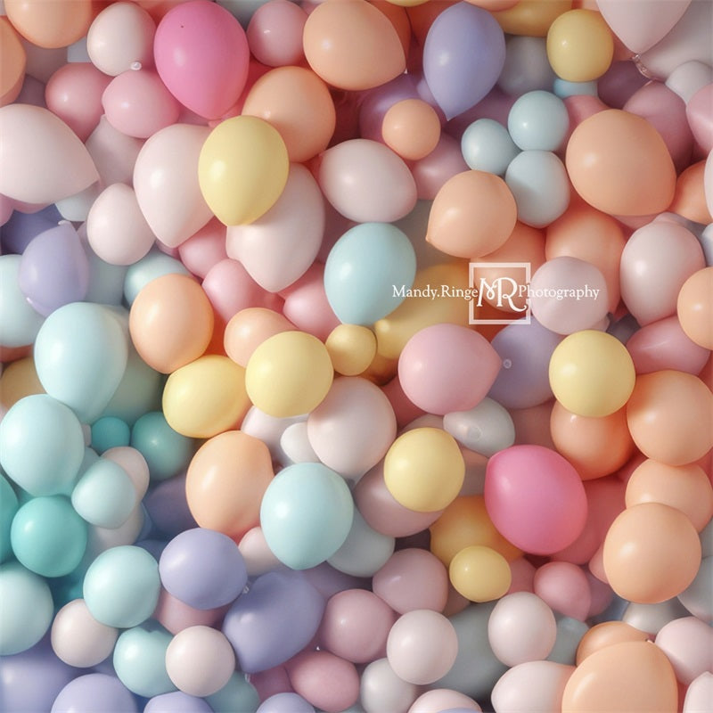 Kate Bright Pastel Rainbow Balloon Wall Backdrop Designed by Mandy Ringe Photography -UK