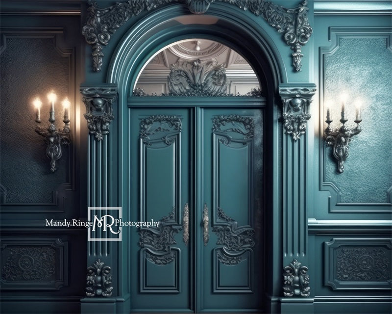 Kate Dark Teal Ornate Victorian Door Backdrop Designed by Mandy Ringe Photography -UK