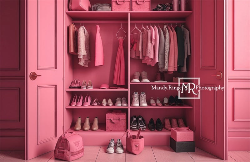 Kate Pink Doll Accessory Closet Backdrop Designed by Mandy Ringe Photography -UK