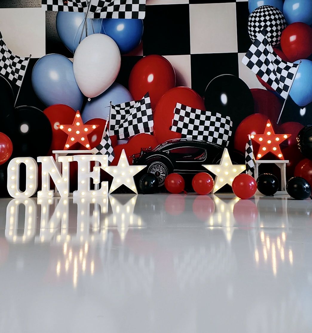 Kate Race Boy Birthday Balloon Cake Smash Backdrop for Photography