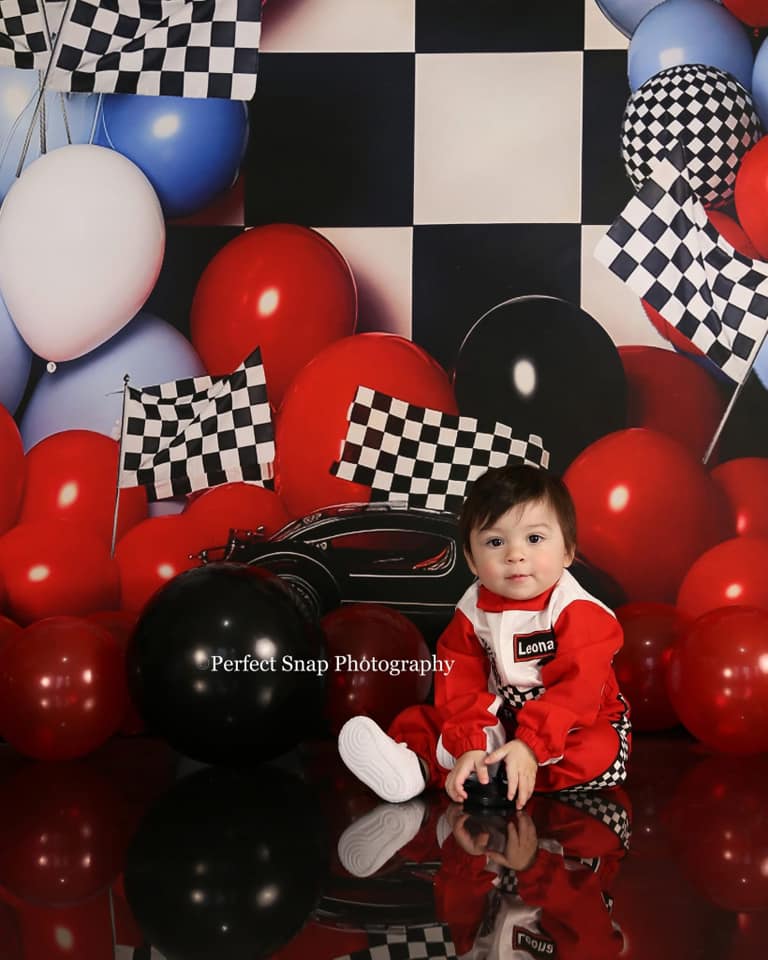 Kate Race Boy Birthday Balloon Cake Smash Backdrop for Photography -UK