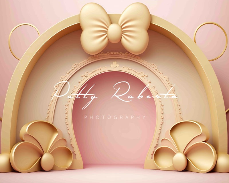 Kate Golden Pink Bow Cake Smash Backdrop Designed by Patty Robert -UK