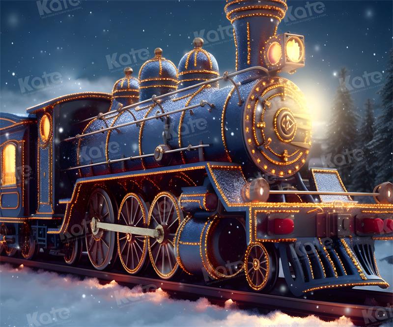 Kate Christmas Train Snowy Night Backdrop for Photography -UK