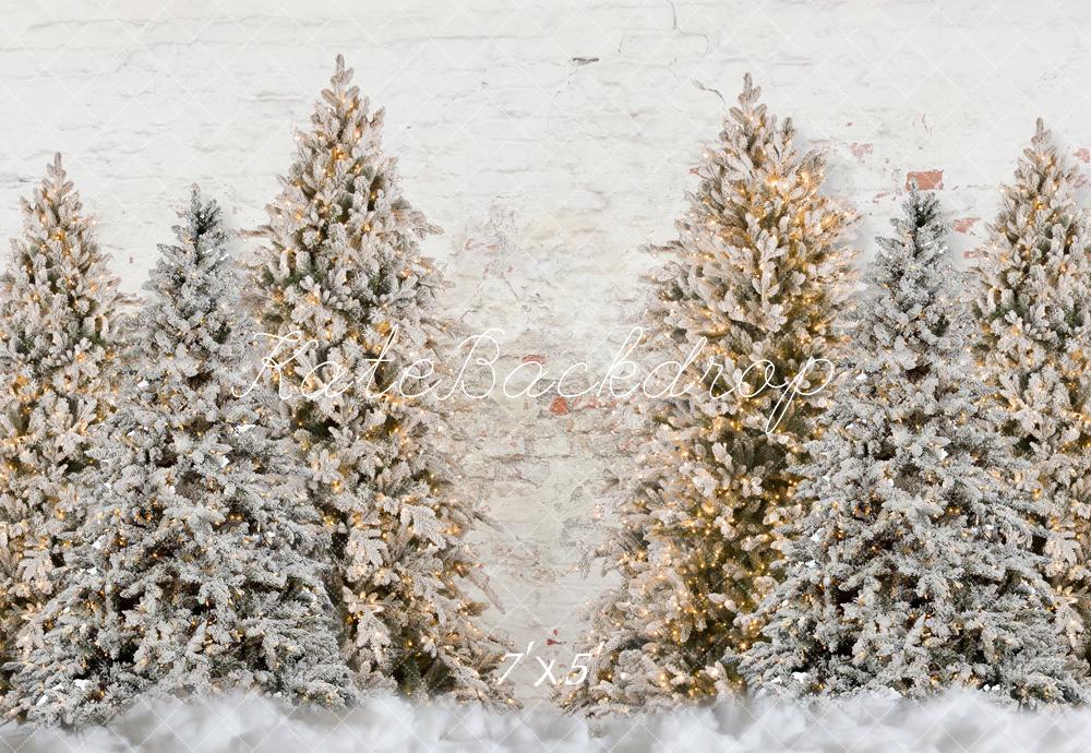 Kate Christmas Trees Snowy Garden Wall Backdrop for Photography -UK