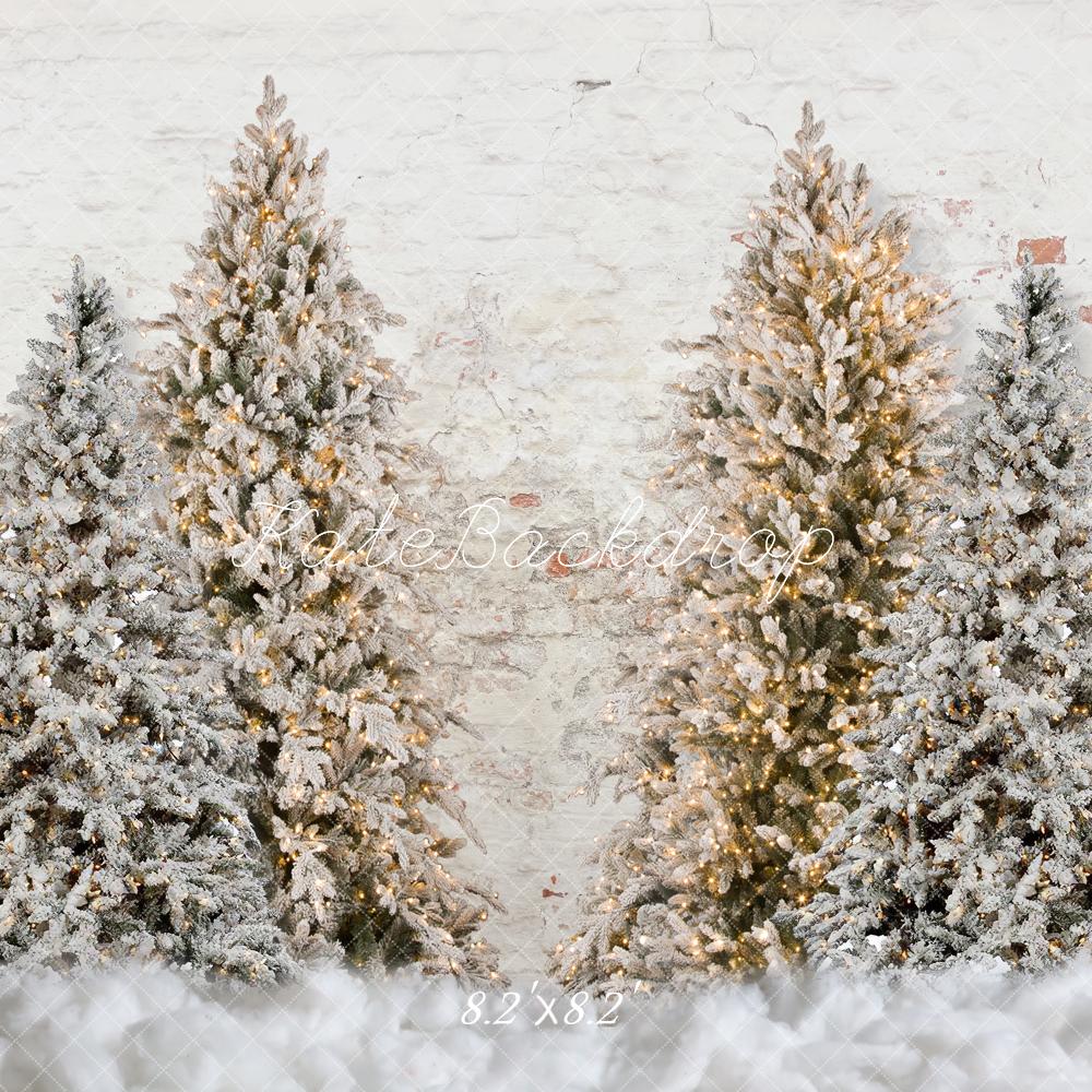 Kate Christmas Trees Snowy Garden Wall Backdrop for Photography -UK