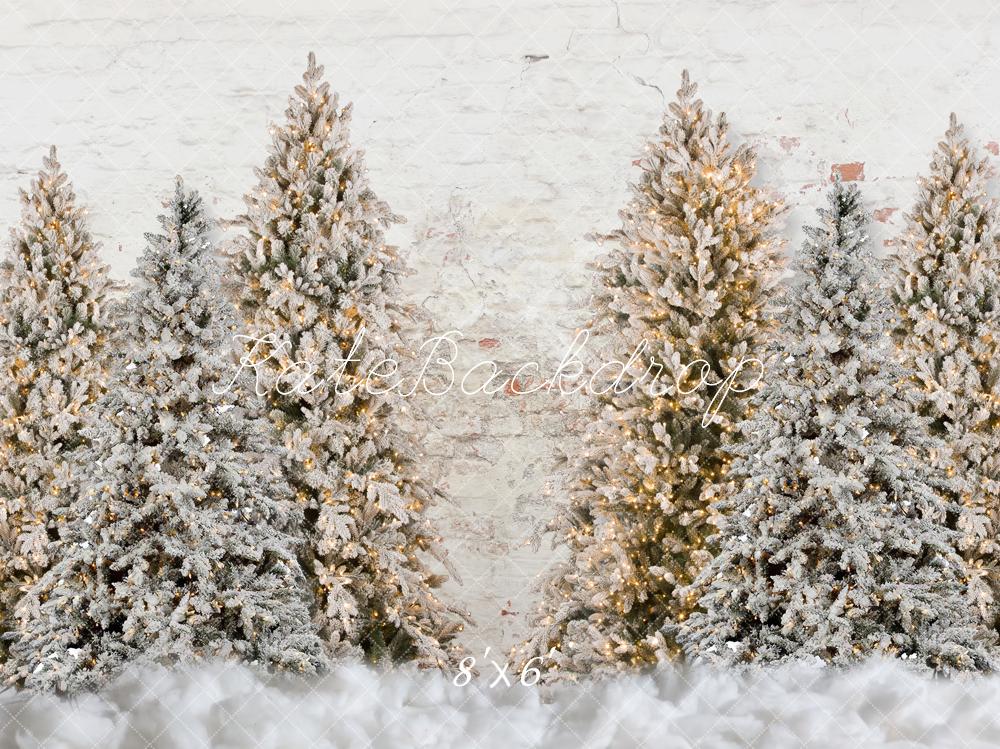 Kate Christmas Trees Snowy Garden Wall Backdrop for Photography -UK