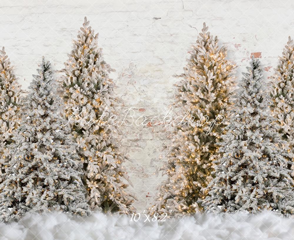 Kate Christmas Trees Snowy Garden Wall Backdrop for Photography -UK