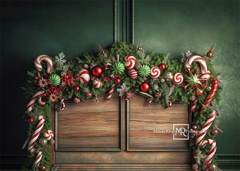 Lightning Deals Kate Christmas Candy Cane Headboard Backdrop Designed by Mandy Ringe Photography -UK