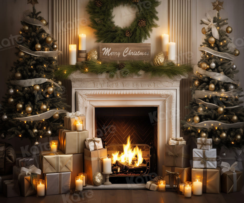 Lightning Deals Kate Merry Christmas Fireplace Gift Tree Backdrop Designed by Emetselch