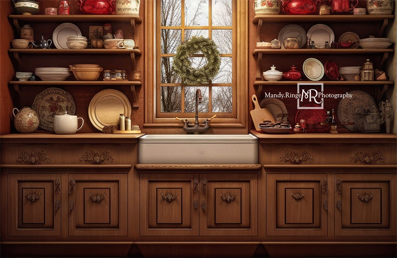 Kate Cozy Christmas Kitchen Backdrop Designed by Mandy Ringe Photography -UK